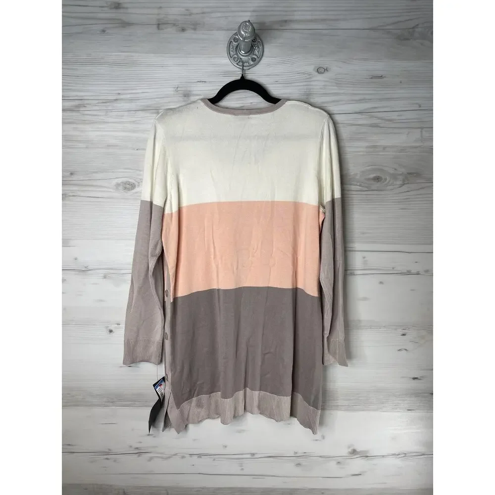 Conrad C Sweater Womens XL Pastel Colorblock Tunic Long‎ Sleeve Rayon Nylon Knit